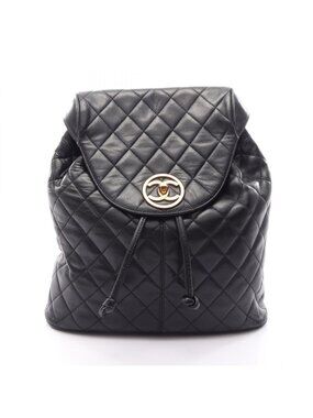 Chanel Backpack Quilted Black Lambskin